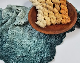 Gradient Knitted Shawl Kit in Goldilocks Gradient - Pattern and Yarn Included