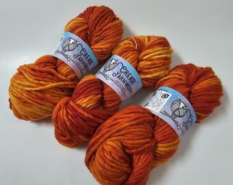 Pumpkin in Silver Sparkle Superwash Merino Blend  Super Bulky Weight Yarn