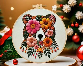 Flowered Bear Embroidery Kit