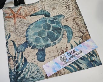 Turtle Large Project Bag - Tote with Handles