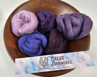 Purple Rain in 23 micron Merino Fiber for Needle Felting, Wet Felting or Spinning