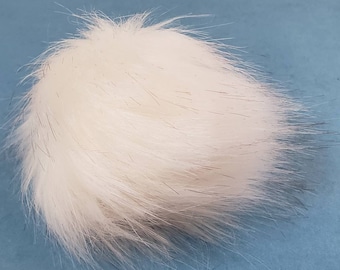 Faux Fur Pom Pom - White with dark tips