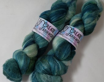 Oceans Deep in Polwarth/Tussah Silk 67/33 custom blend Top 4oz braid