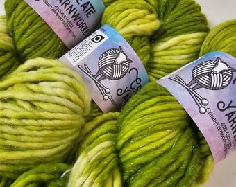 Grinch in Silver Sparkle Superwash Merino Blend  Super Bulky Weight Yarn