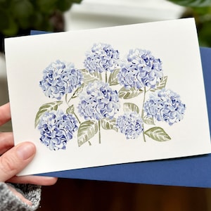 Tarjeta de hortensia / Tarjeta de felicitación con flores / Hortensia azul / Tarjeta de agradecimiento / Tarjeta de felicitación con hortensia / Juegos de tarjetas / Tarjeta de felicitación azul