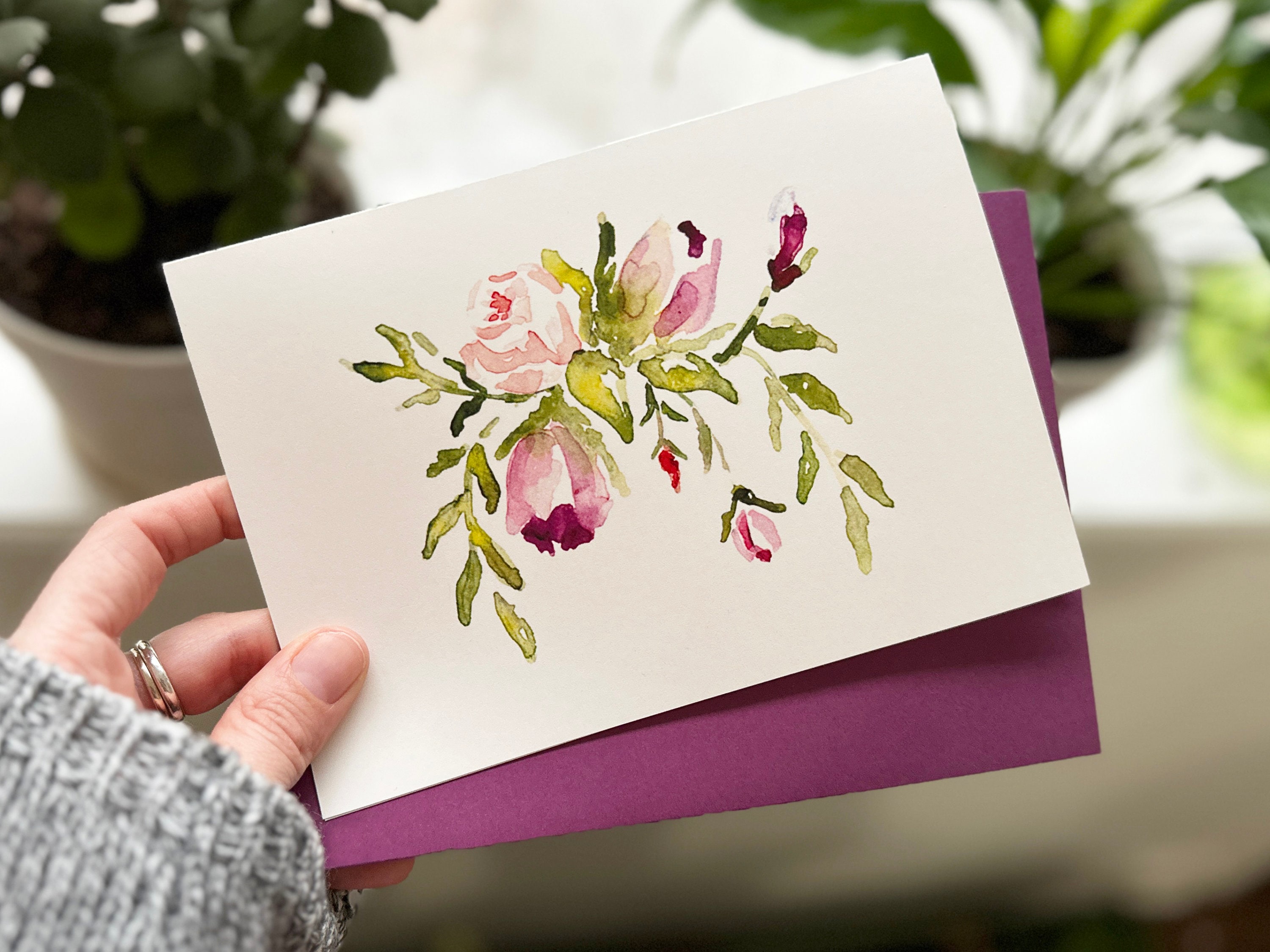 Floral Watercolor Greeting Cards | Handmade Thank You Card Set - Etsy