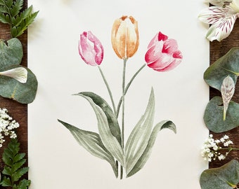 Tulip Print | Watercolor tulip flower | Watercolor tulip | tulips Decor | tulips Wall Art | tulip Wall Decor