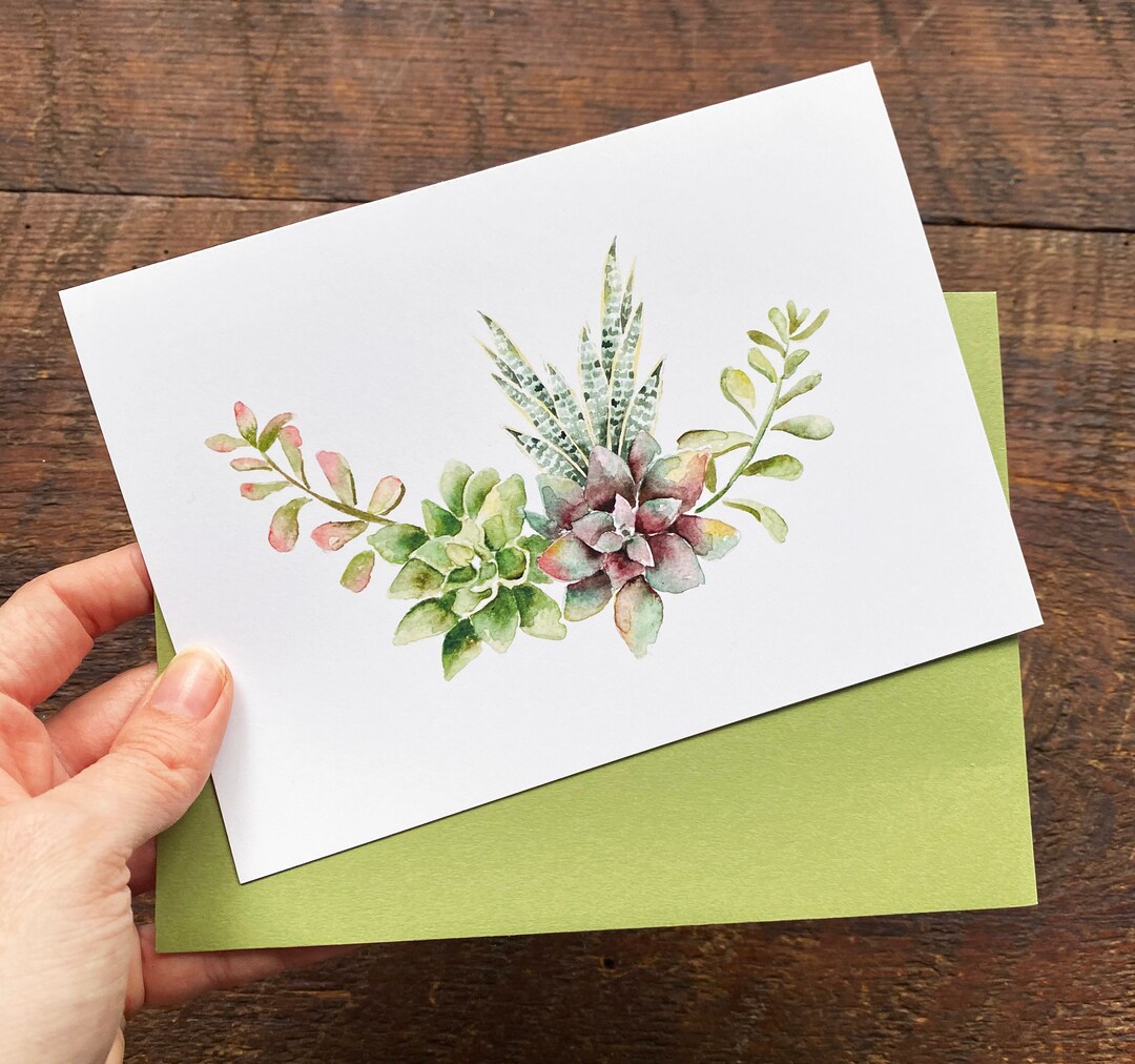 Succulent Watercolor Greeting Card Set | Botanical Thank You Cards - Etsy