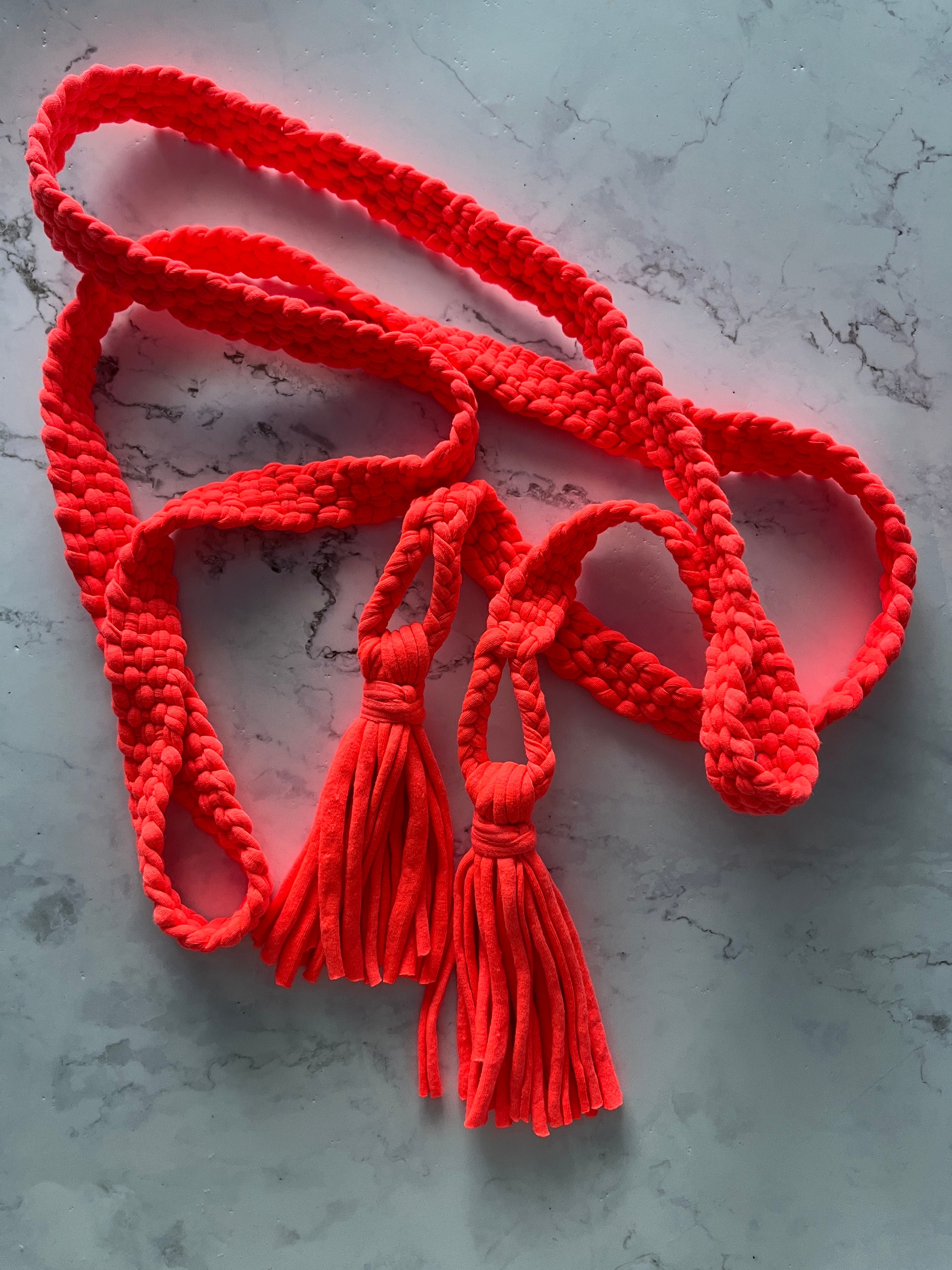 Orange Neon Woven BELT Handwoven Cotton Sash Tie Belt Boho  display picture 1