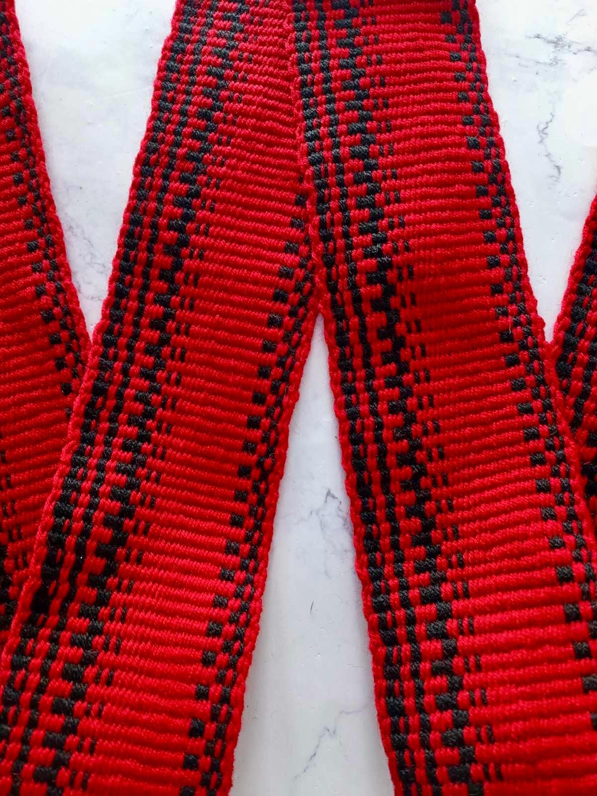 Woven BELT Red Black Geometric Ornaments Semi-wool Handwoven  display picture 3