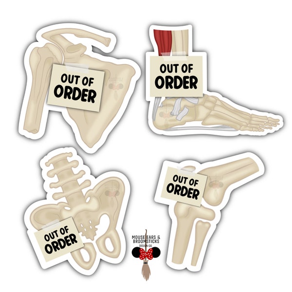 Out of Order Bones and Joints | Chronic Illness Stickers & Magnets