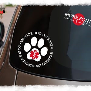 Cão de serviço a bordo | Ícone de pata | Adesivo multicolorido para carro com aplicador
