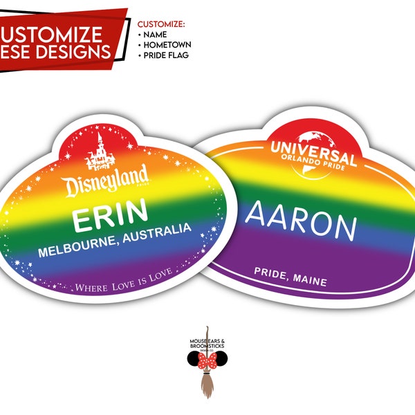 CUSTOMIZABLE | Pride Cast Member and Team Member Name Tag Stickers & Magnets | LGBT+ Friendly Shop!