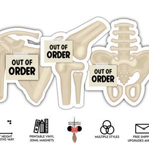 Out of Order Bones and Joints | Chronic Illness Stickers & Magnets