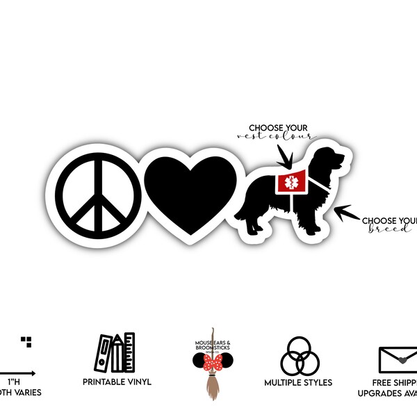 Peace Love Service Dog | Service Dog Stickers (EDIT IMAGE)