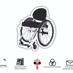 CUSTOMIZABLE | Simplistic Rigid Wheelchair | Disability Stickers & Magnets