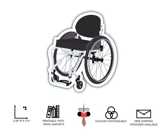 PERSONALIZZABILE / Semplicistica sedia a rotelle rigida / Adesivi e magneti  per disabili -  Italia