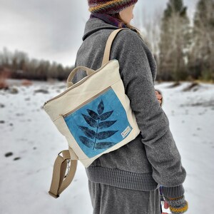 Small backpack // naturally dyed//handmade // unique gifts for women, vegan gifts // plant dyed// plant printed// flower / eco print image 2