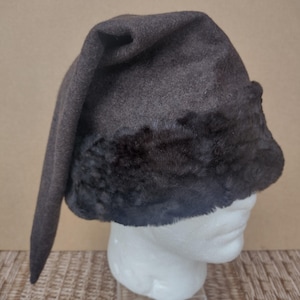 CAPPELLO taglia XL 60-61 cm Appuntito Conico VICHINGO vera pelliccia Birka Gotland lana Mongol Russ