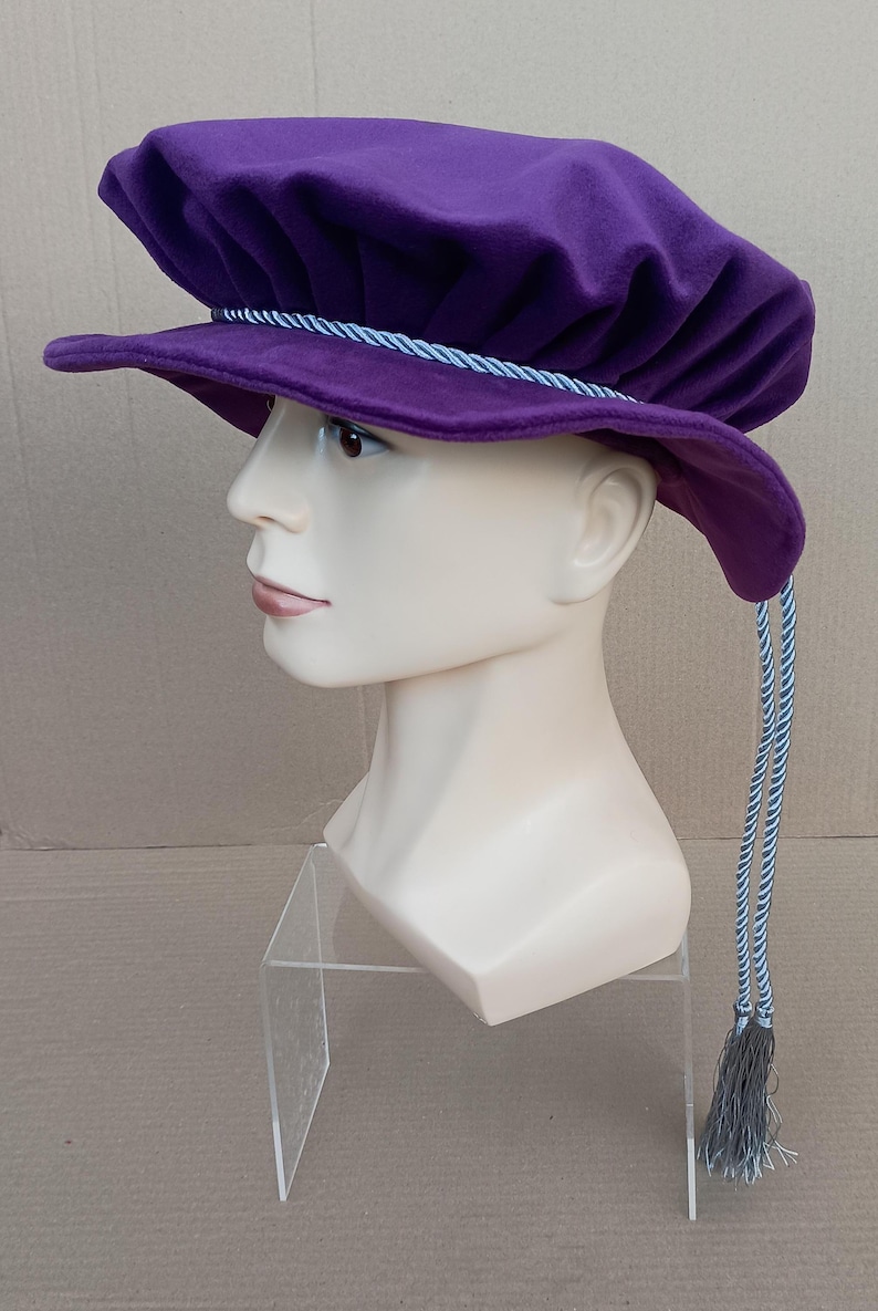 Hat Purple Medieval Tudor Graduation Doctor Renaissance Larp Noble Brim ...
