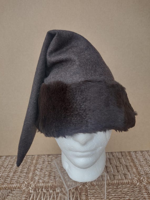 CAPPELLO A punta Conico VICHINGO vera pelliccia Birka SIX lana