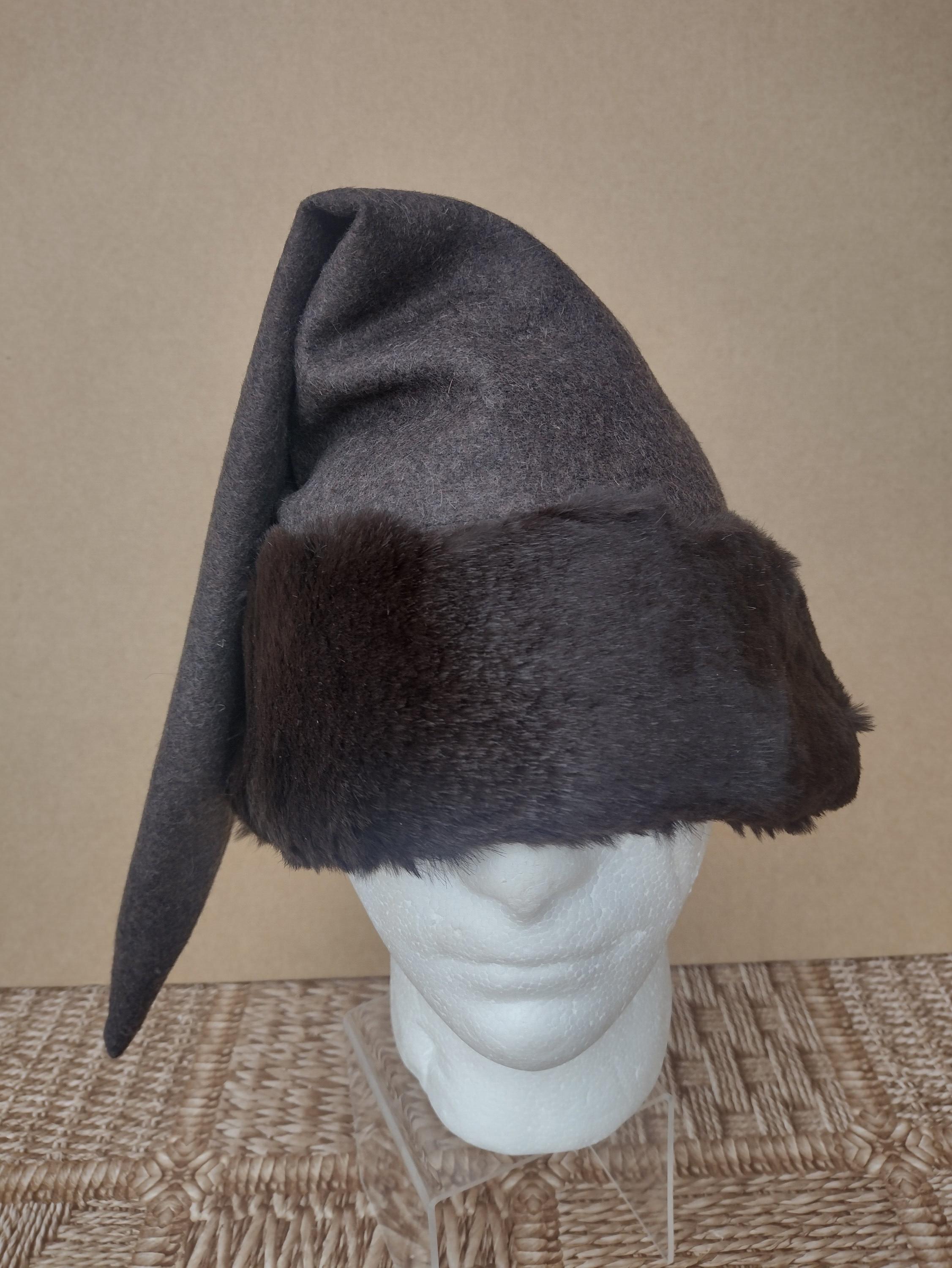 HAT Pointed Conical VIKING Real Fur Birka SIX Gotland Wool Mongol