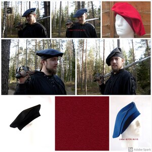 HAT MEDIEVAL Renaissance TUDOR bonnet big round beret 100% wool lined with cotton mittelalterliche Kleidung abiti medieval