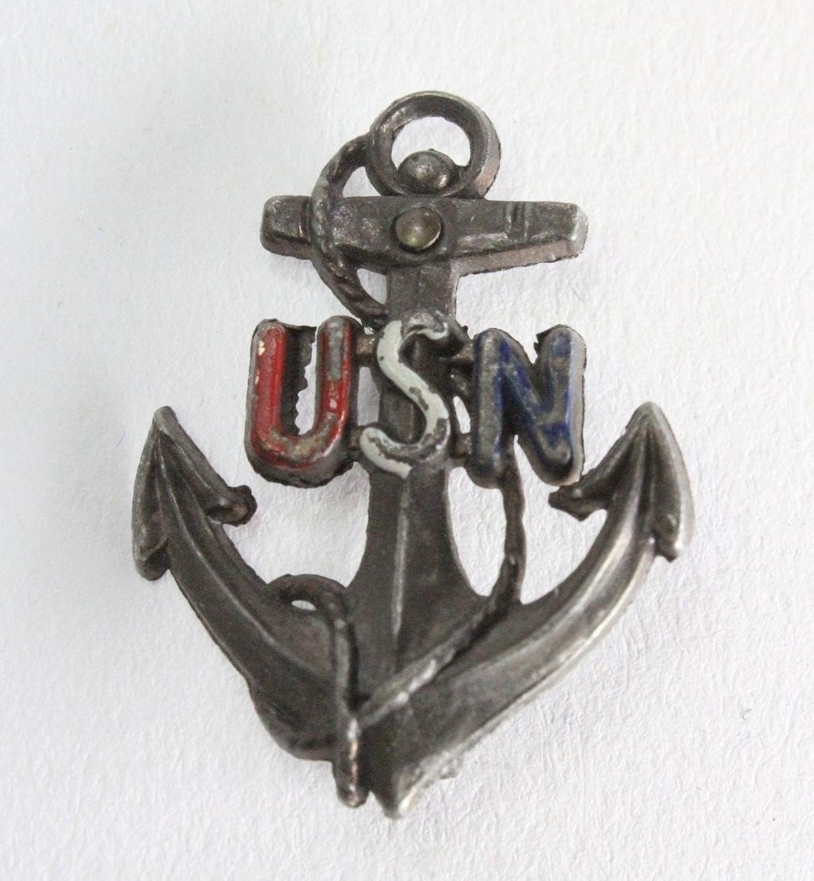 Antique Enamel USN Navy Anchor Pin Etsy