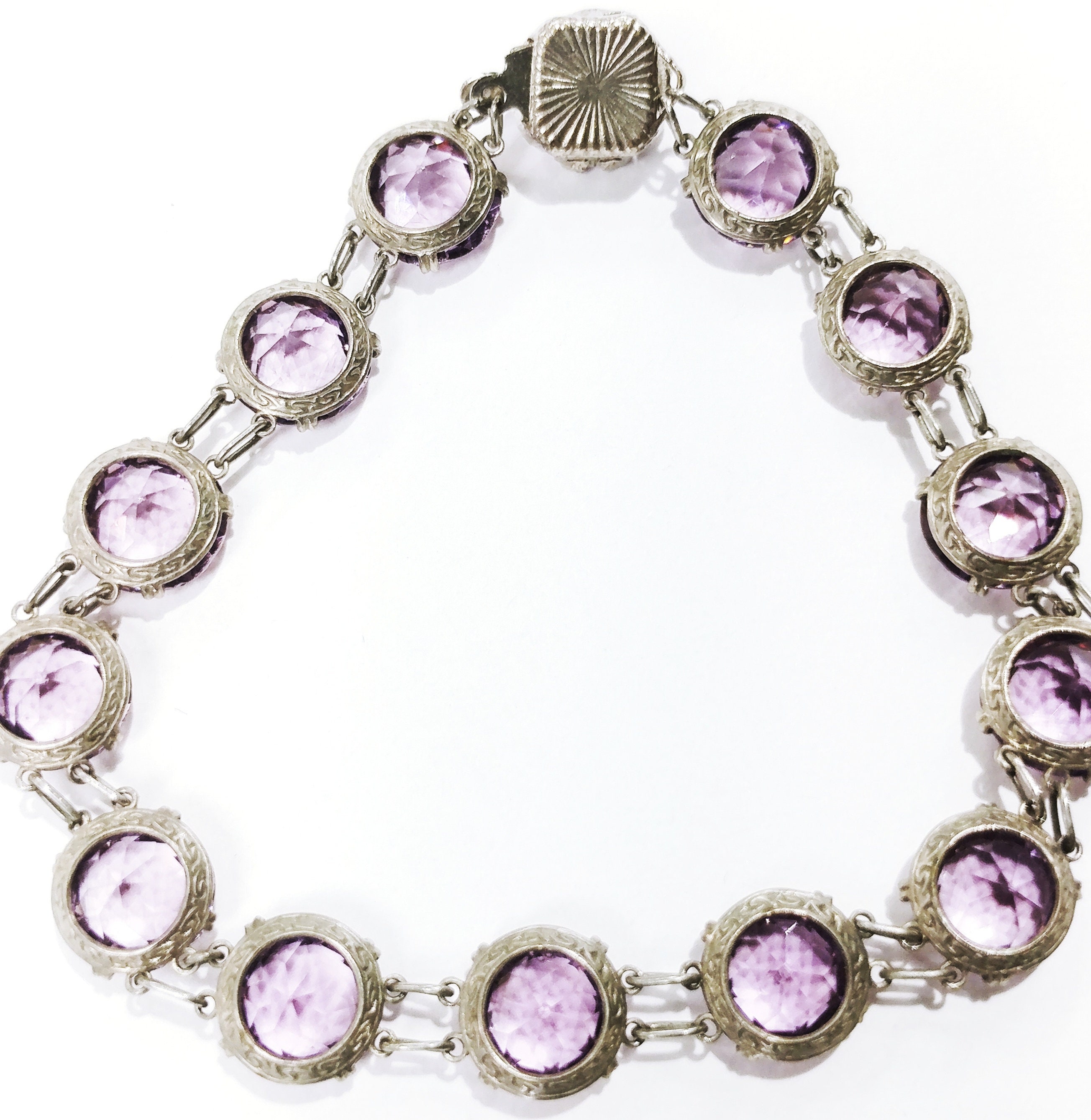 Antique Art Deco Open Back Purple Crystal Bracelet | Etsy