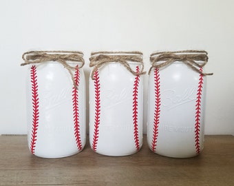 Baseball Mason Jar Set