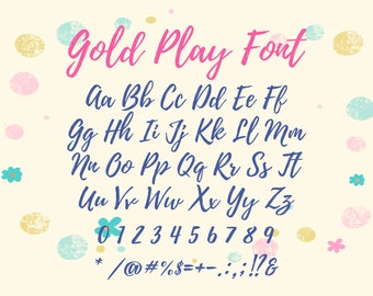 Gold Play font, Alphabet otf, Fonts Cutfile, Modern Calligraphy OTF, Handwritten Script Cricut font, Silhouette Cameo, Digital files, Otf