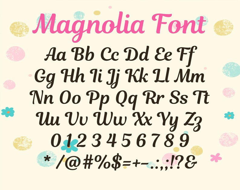 Magnolia font svg Magnolia alphabet letters svg Calligraphy Etsy