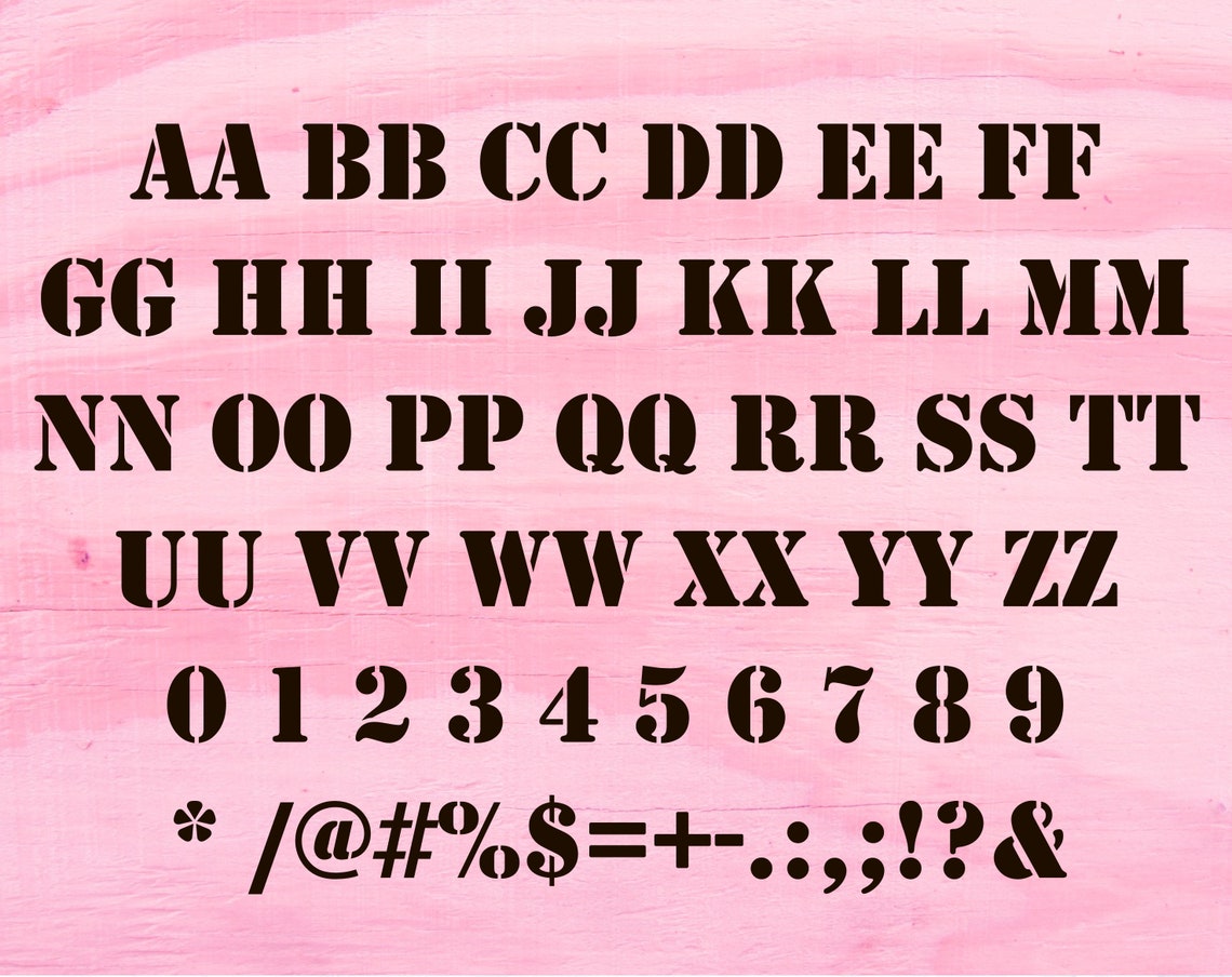 Stencil font svg Stencil alphabet svg Silhouette Stencil font Etsy