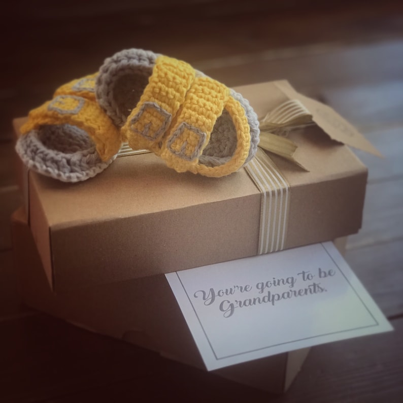 Baby Announcement Shoes New Grandparent Gift Summer Baby Reveal Baby Slippers Pregnancy Reveal Family Pantone 2021 Color Of The Year