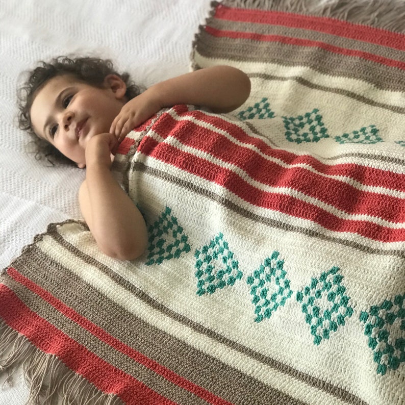 Native American Baby Blanket Aztec Blanket Crochet Crib Etsy