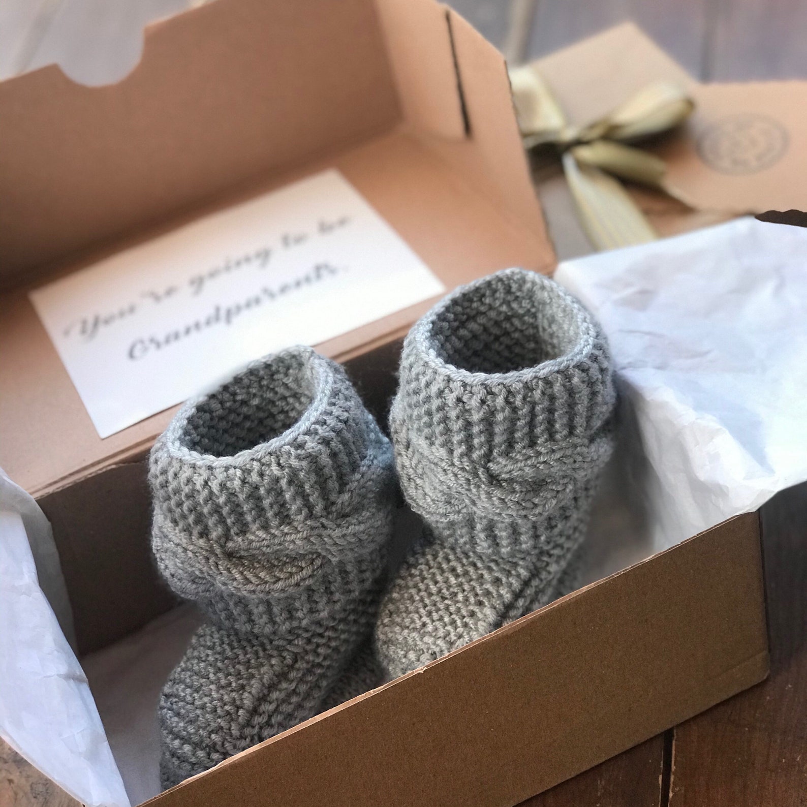 Biglietto Auguri In Legno Per Annuncio Gravidanza - Con Busta, Idea Regalo Per Nonni - Foto 12