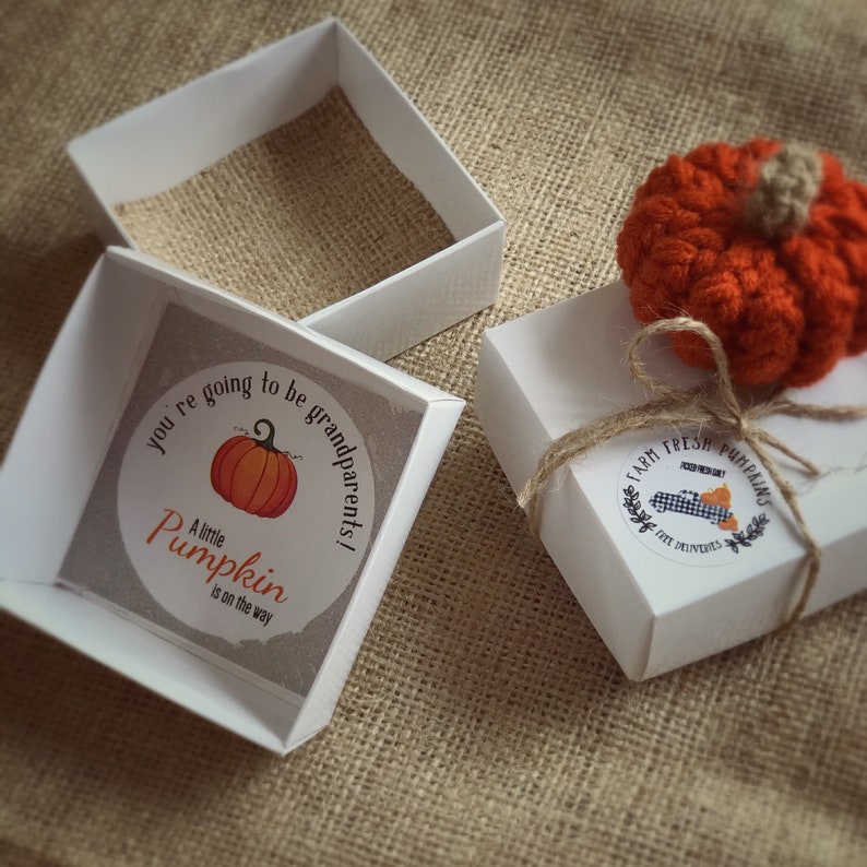 PREGNANCY REVEAL BOX, Little Pumpkin Pregnancy Announce, You're Going To Be Grandparents, Halloween Reveal, Fall Baby Keepsake image 7