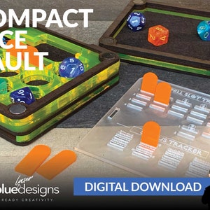 Compact Dice Vault for Role Playing + Tabletop Gaming - Ai, SVG, PDF, DXF - Digital Download