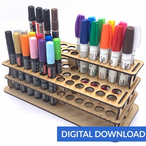 Nuolux Marker Storage Tray Acrylic Marker Holder Marker Organizer Holder Wooden Marker Box Pen Holder