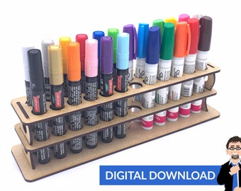 Pen + Marker Holder (24) - Ai, SVG, PDF, DXF - Digital Download