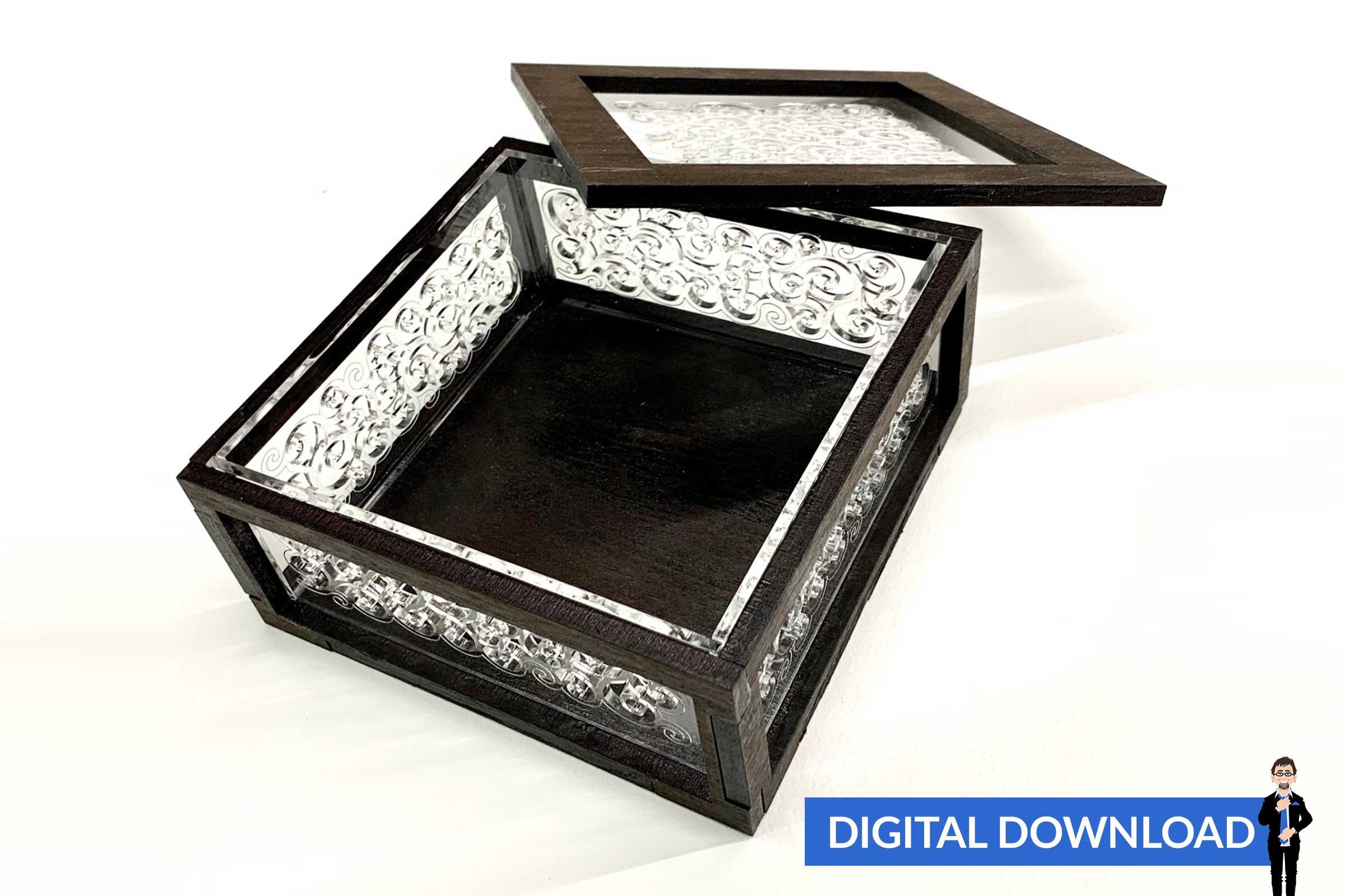 Box With Lid (2 Sizes) 4x4x2.5 and 6x6x2.5 - SVG+PDF Laser Box With Lid (2 Sizes) 4x4x2.5 and 6x6x2.5 - SVG+PDF Laser