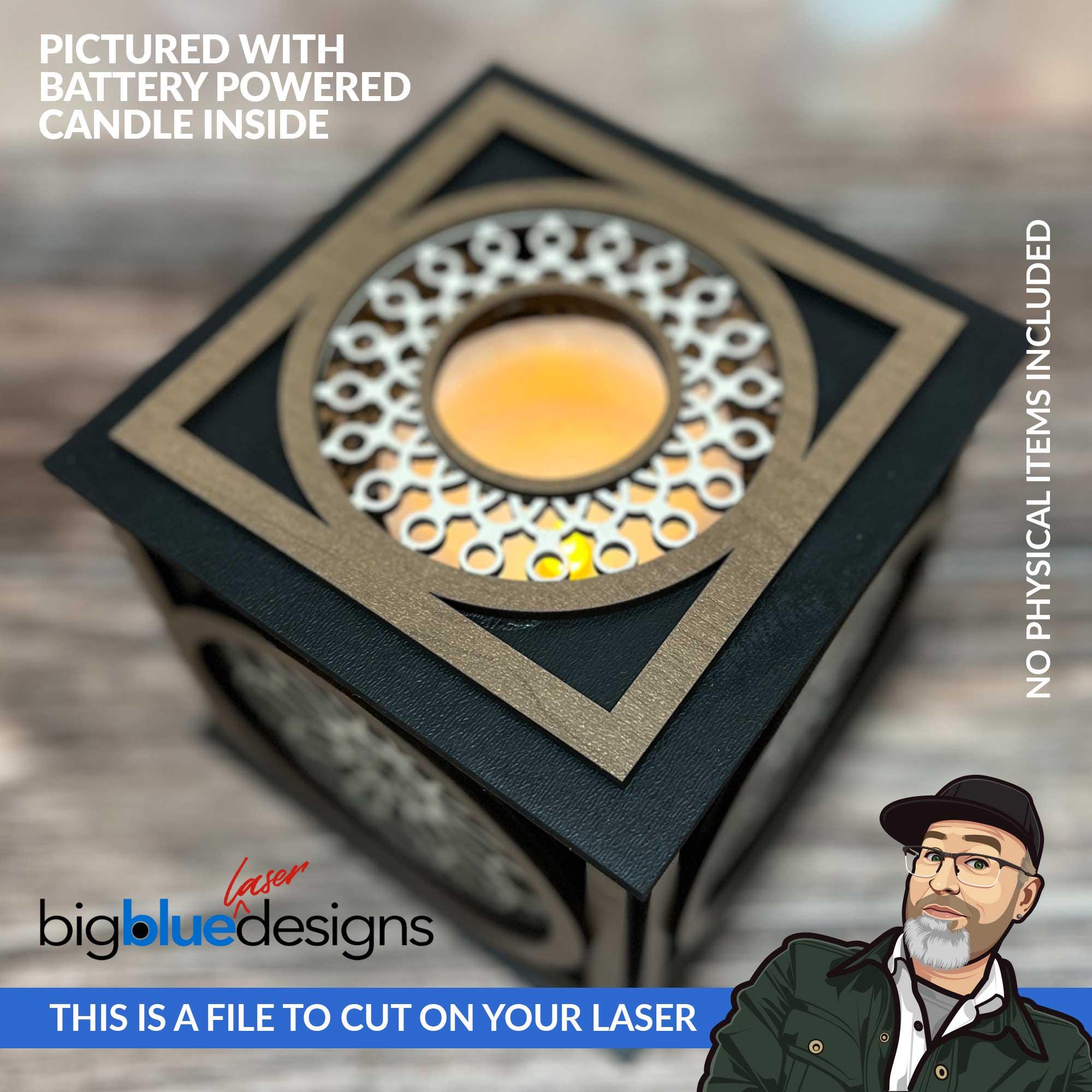 Rosette Lantern (Smart Speaker or Candle Holder) - Ai, Svg, Pdf, Dxf - No Physical Items Included - Download File to Cut on Your Laser