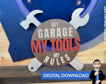 Il mio garage, i miei strumenti, le mie regole - Ai + Pdf + Svg + Dxf - Download immediato (nessun elemento fisico incluso)