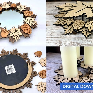 Fall Themed Mirror or Candle Frame (resizeable!) - SVG+PDF+EPS Laser Cut Files - instant download