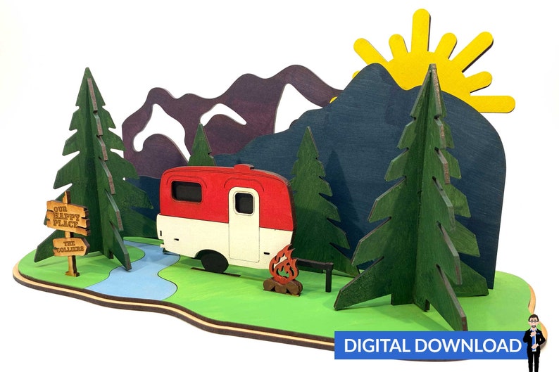 Download Layered Mountain Camping Scene Ai Svg Pdf Laser-Ready Cut ...