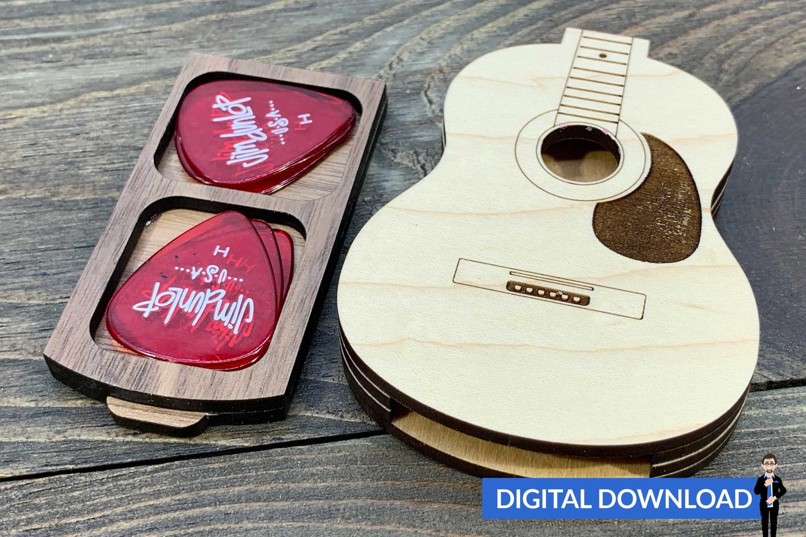 Guitar Pick Holder Ai Svg Pdf LaserReady Cut Files Etsy