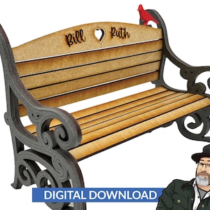 Memorial Bench Ai, SVG, PDF, formati DXF - Solo download digitale - Nessun elemento fisico incluso