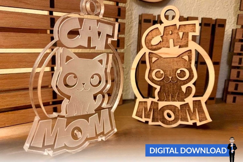 Download Dog Mom Cat Mom and Pug Life Hanging Ornaments SVG Laser ...