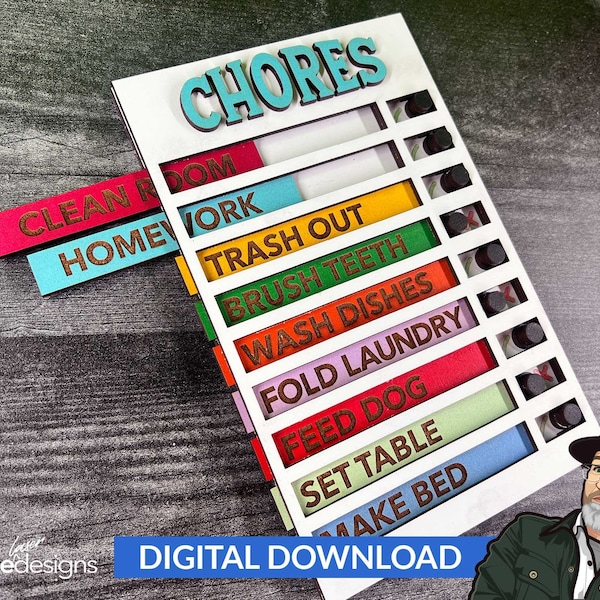 Chore Chart - Ai, Svg, Pdf, Dxf Cut File - Instant Download - No Physical Items Included