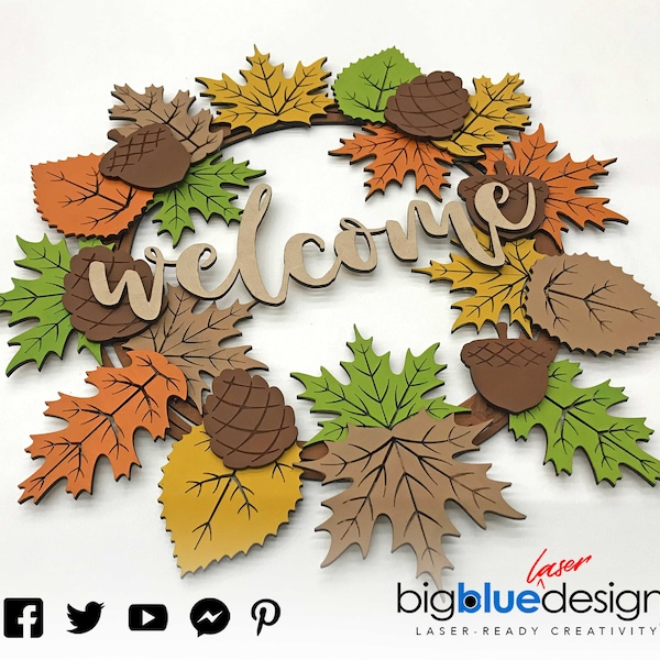 Autumn Wreath - SVG Laser Cut File - INSTANT DOWNLOAD